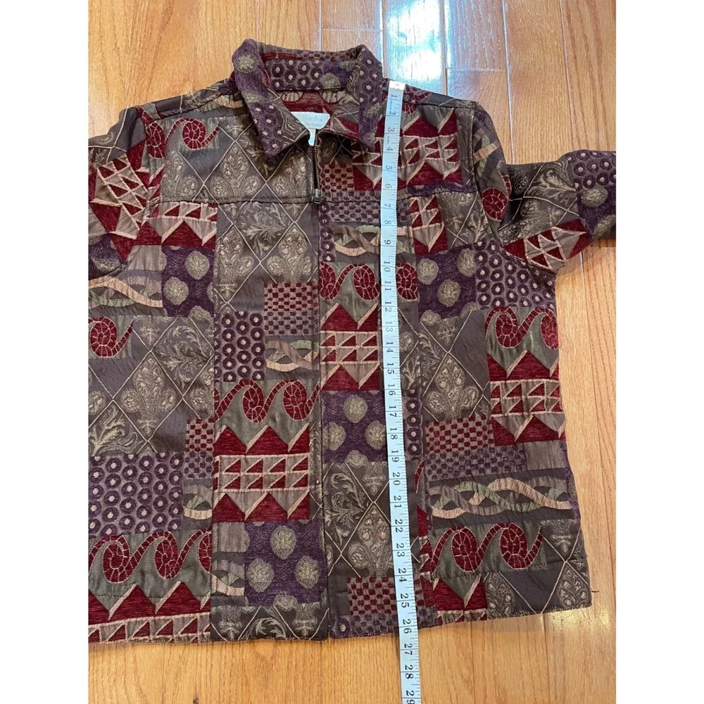 CJ Banks Women's Tapestry Patchwork Zip Up Jacket Size X/14W Boho Western‎